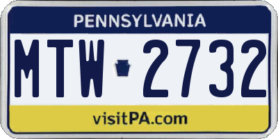 PA license plate MTW2732