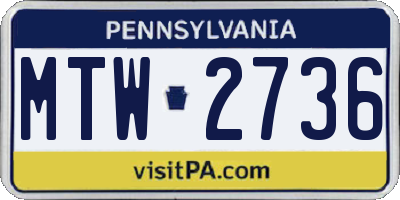 PA license plate MTW2736