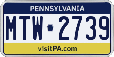 PA license plate MTW2739