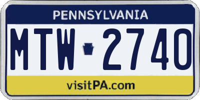 PA license plate MTW2740