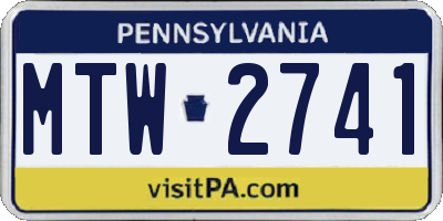 PA license plate MTW2741