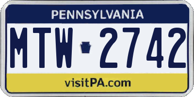 PA license plate MTW2742