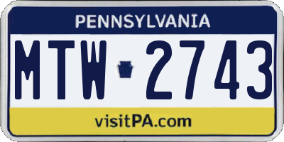 PA license plate MTW2743