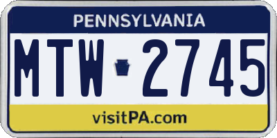 PA license plate MTW2745