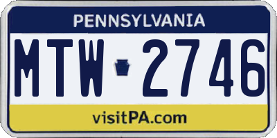 PA license plate MTW2746