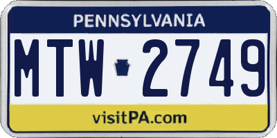 PA license plate MTW2749