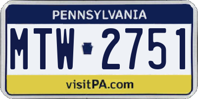 PA license plate MTW2751