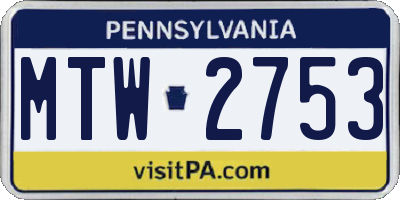 PA license plate MTW2753