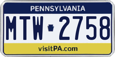 PA license plate MTW2758