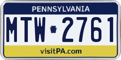PA license plate MTW2761