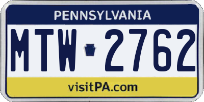 PA license plate MTW2762