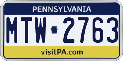 PA license plate MTW2763