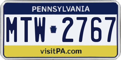 PA license plate MTW2767