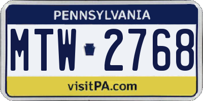 PA license plate MTW2768