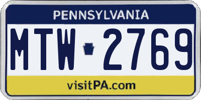 PA license plate MTW2769