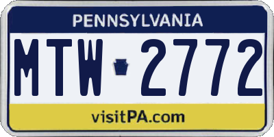 PA license plate MTW2772