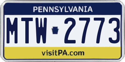 PA license plate MTW2773
