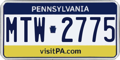 PA license plate MTW2775
