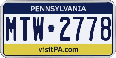 PA license plate MTW2778