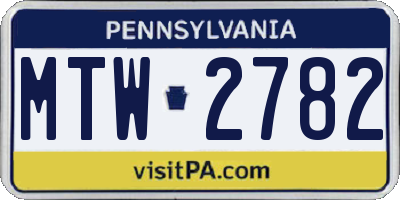 PA license plate MTW2782
