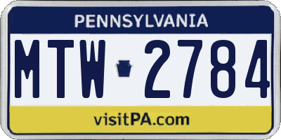PA license plate MTW2784