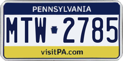 PA license plate MTW2785