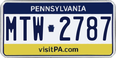 PA license plate MTW2787