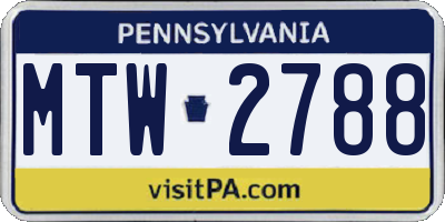 PA license plate MTW2788