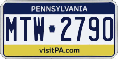 PA license plate MTW2790