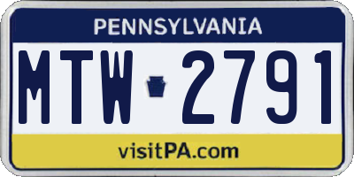 PA license plate MTW2791