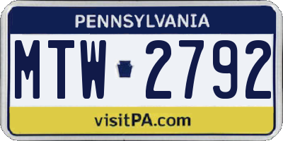 PA license plate MTW2792