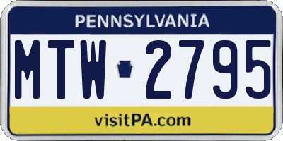 PA license plate MTW2795
