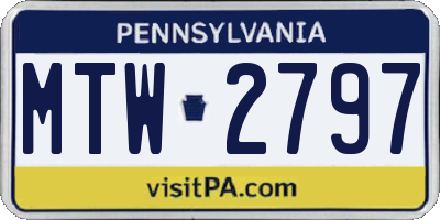 PA license plate MTW2797