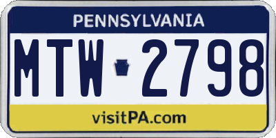 PA license plate MTW2798