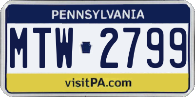 PA license plate MTW2799