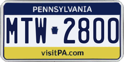 PA license plate MTW2800