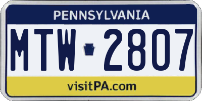 PA license plate MTW2807