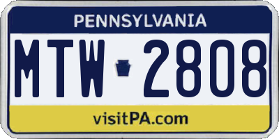 PA license plate MTW2808