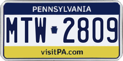 PA license plate MTW2809