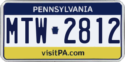 PA license plate MTW2812