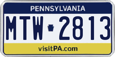 PA license plate MTW2813