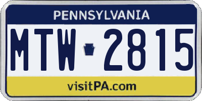 PA license plate MTW2815