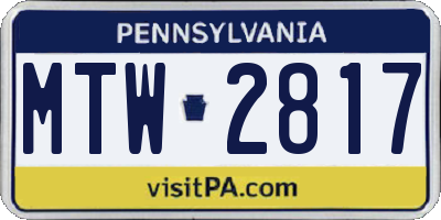 PA license plate MTW2817