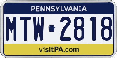 PA license plate MTW2818