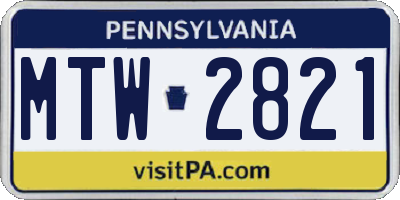 PA license plate MTW2821