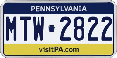 PA license plate MTW2822