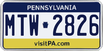 PA license plate MTW2826