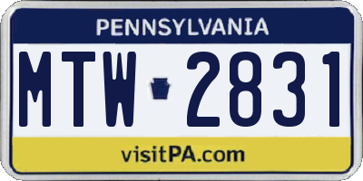 PA license plate MTW2831