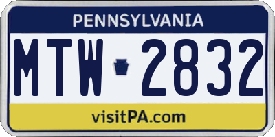 PA license plate MTW2832