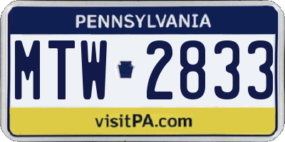 PA license plate MTW2833